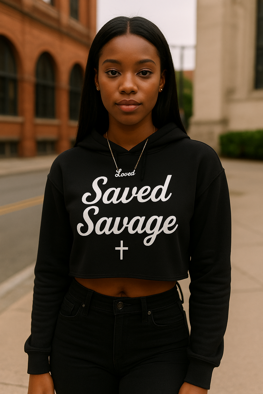 SAVED SAVAGE CROPPED HOODIE