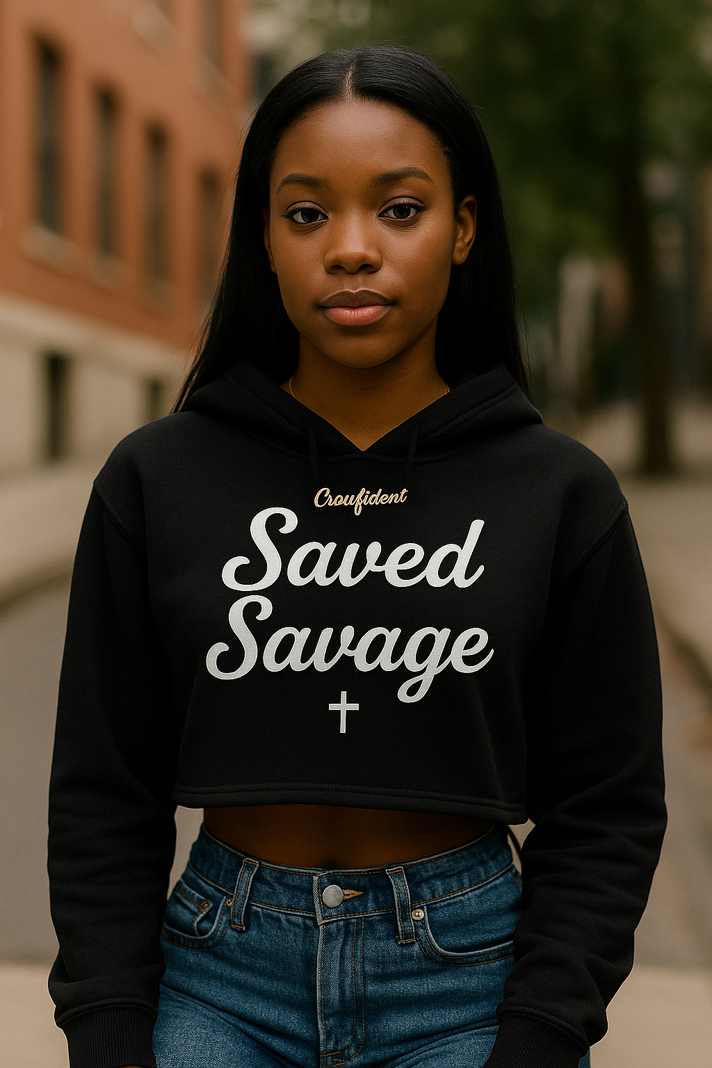 SAVED SAVAGE CROPPED HOODIE