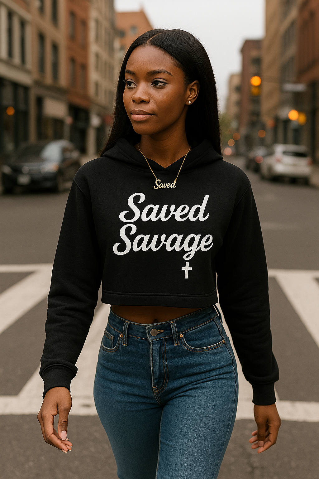 SAVED SAVAGE CROPPED HOODIE